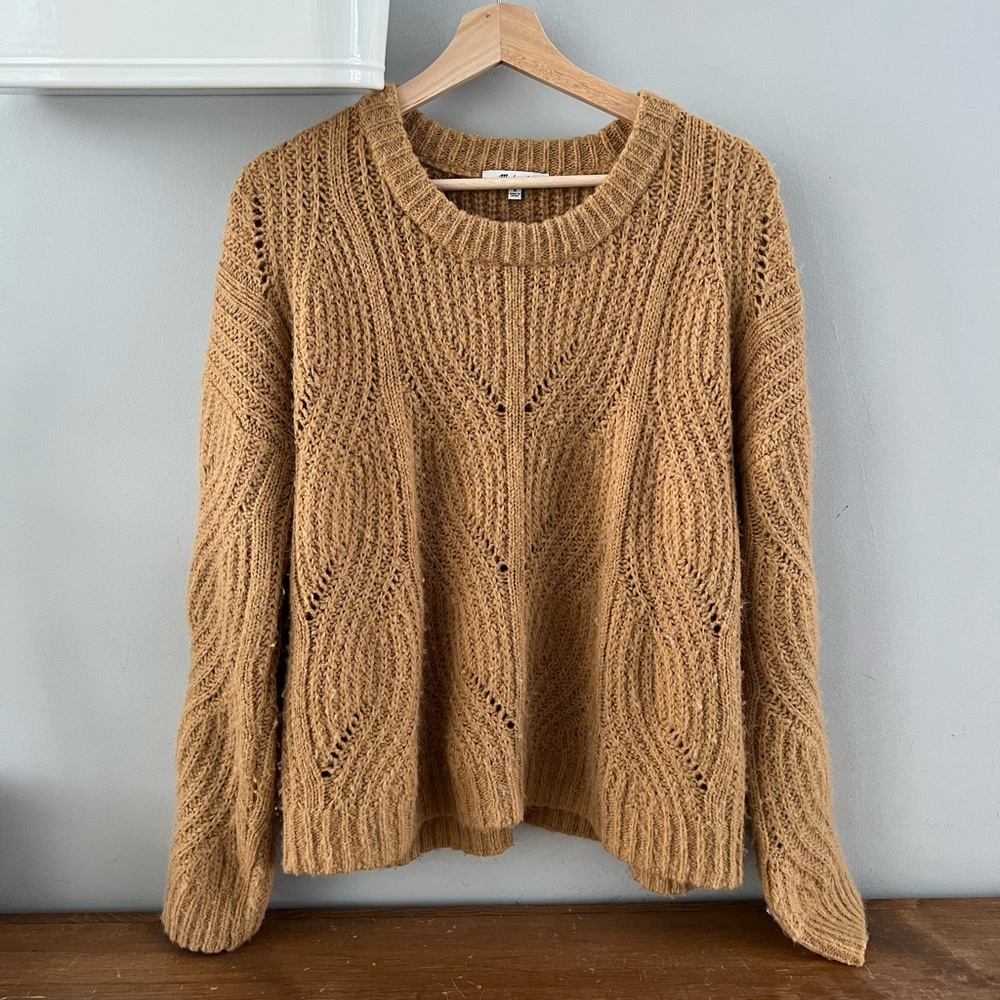 Madewell Charley Alpaca Blend Pointelle Pullover Sweater mustard gold